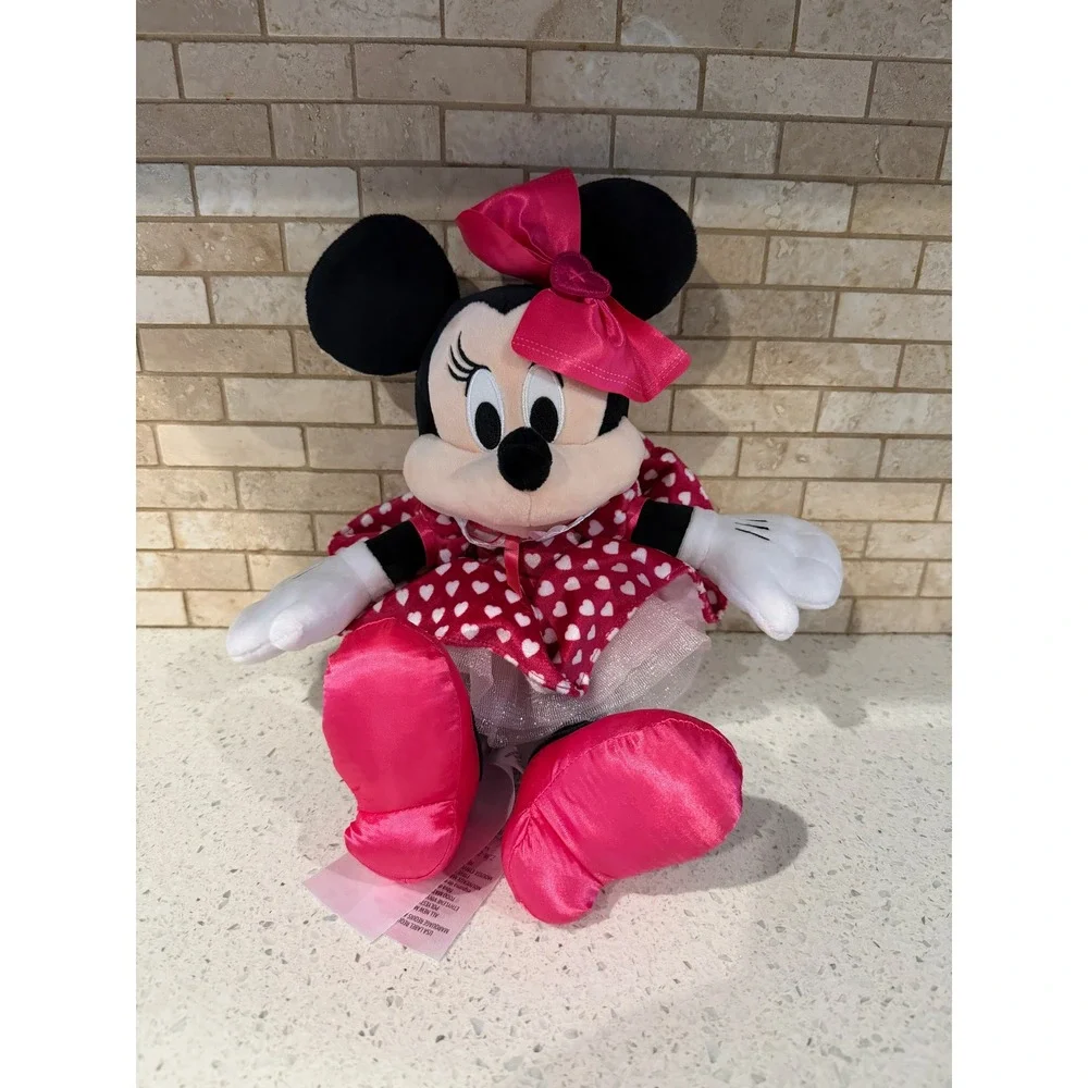 2026 Disney Parks Valentine's Day Minnie Mouse Heart Dress Plush NWT